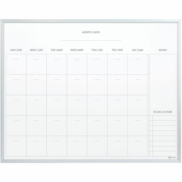 Quartet Magnetic Calendar - Monthly - 5 Week - White - Aluminum - 16" (406.40 mm) Height x 20" (508 mm) Width - 1 Each