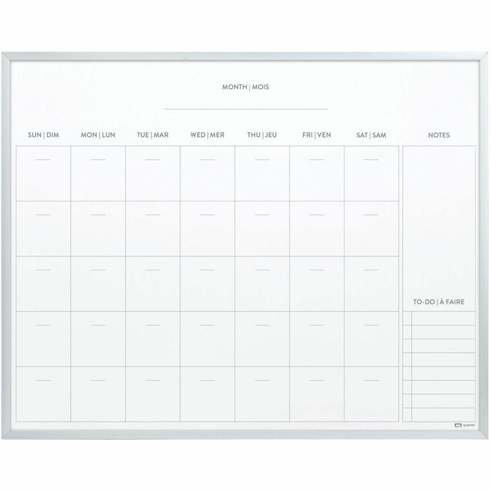 Quartet Magnetic Calendar - Monthly - 5 Week - White - Aluminum - 16" (406.40 mm) Height x 20" (508 mm) Width - 1 Each
