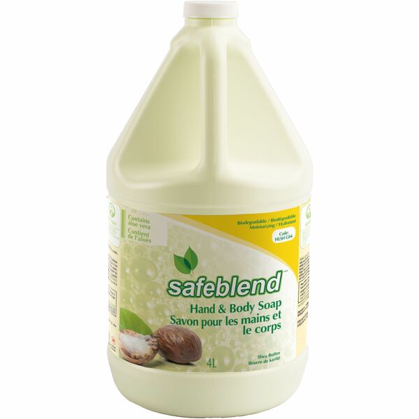 Safeblend Hand and Body Soap - Shea Butter Scent - 4 L - Hand, Body, Hair - Moisturizing - 1 Each