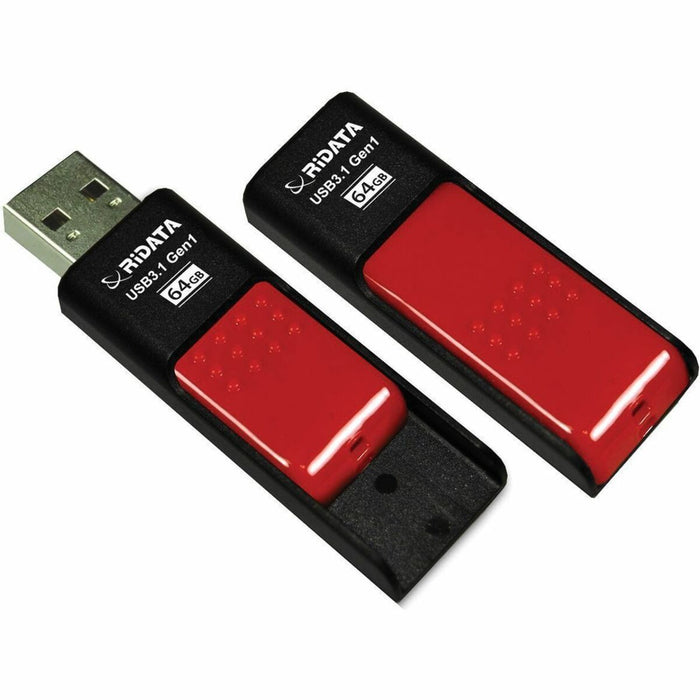 Proflash RIDATA Flash Drive - 64 GB - USB 3.1 (Gen 1) - Red, Black