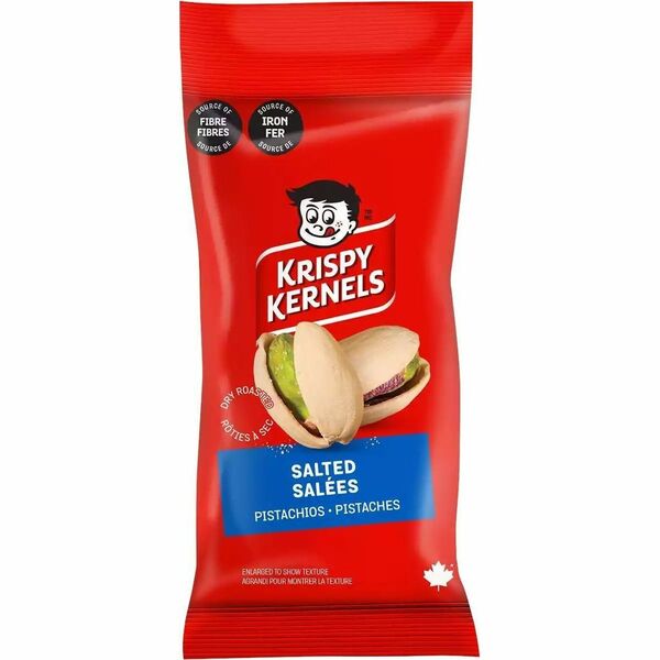 Krispy Kernels Salted Pistachios - Salted, Dry Roasted - 1.94 oz (55 g) - 24 / Pack