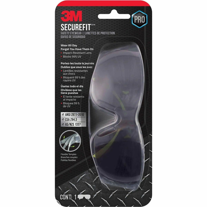 3M SecureFit 400 Safety Eyewear, Gray, Anti-Fog - Recommended for: Outdoor - Eye, Fog, Ultraviolet, Sun Protection - Gray Lens - Black, Green, Neon Green Frame - Anti-fog, Lightweight, Low Profile, Comfortable, Soft, Adjustable Nose Pad, Durable, Flexible