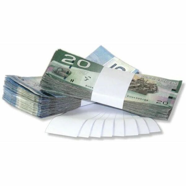 Northern Specialty Supplies 1.5" Pressure Sensitive Bill Straps For Canadian Bills - White - 1000 Wrap(s) - Durable - Kraft - White - 1000 / Pack