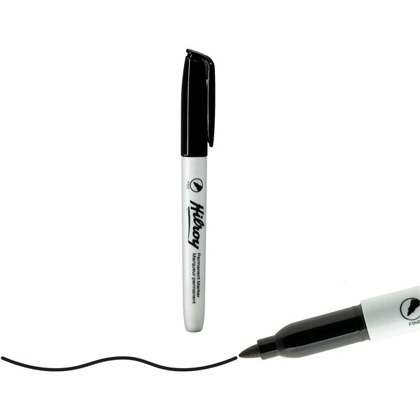 Hilroy Permanent Markers - Fine Marker Point - Black Ink - Writing - 2 / Pack