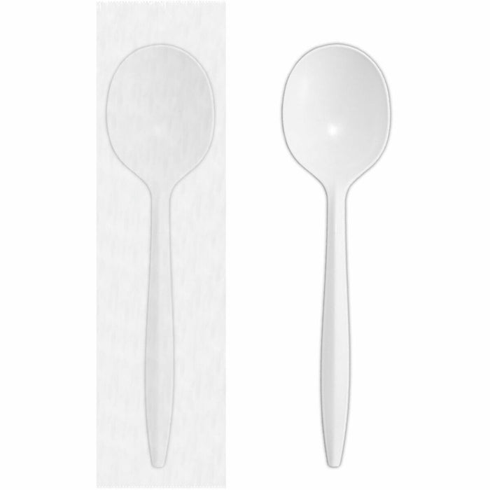 Dorfin Table Accents - Polypropylene Soup Spoons - 5.5" - Individually Wrapped - Polypropylene - 1000 Box