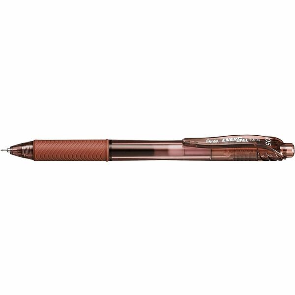 Pentel EnerGel-X Rollerball Pen - 0.5 mm (0.02") Fine, 0.5 mm (0.02") Needle Pen Point - Refillable - Retractable - Brown Ink - Liquid Gel Ink - Brown Barrel - Metal Tip - Writing - 1 / Piece