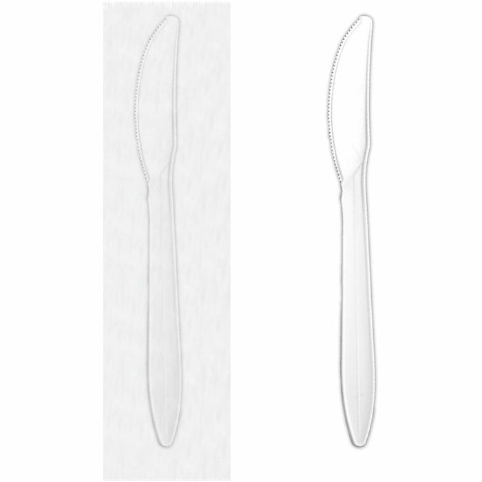 Dorfin Table Accents - Polypropylene Knives - 6.3" - Individually Wrapped - Plastic, Polypropylene - White - 1000 Box