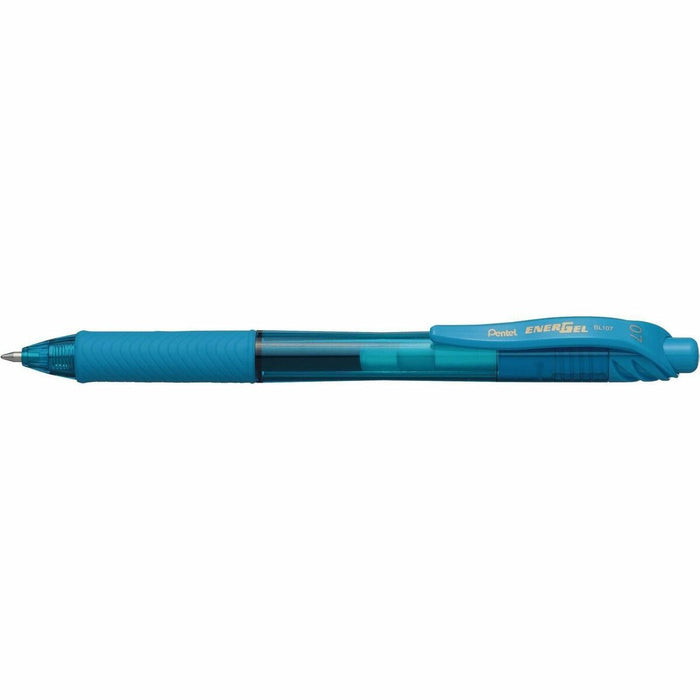 EnerGel EnerGel X 0.7mm BL107 - Refillable - Retractable - Sky Blue Ink - Liquid Gel Ink - Sky Blue Barrel - Metal Tip - Writing - 1 / Piece