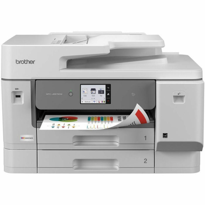 Brother MFC-J6975DW Wired & Wireless Inkjet Multifunction Printer - Color - Gray - Copier/Fax/Printer/Scanner - 31 ppm Mono/30 ppm Color Print - 4800 x 1200 dpi Print - Up to 50000 Pages Monthly - Color Scanner - 2400 x 1200 dpi Optical Scan - Monochrome