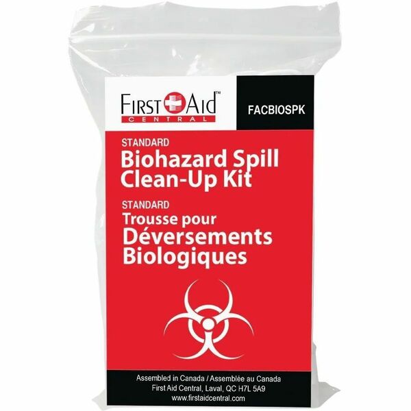 First Aid Central Standard Biohazard Spill Clean-up Kit - 7.99" (203 mm) Height x 10" (254 mm) Width x 2.01" (51 mm) Depth - 1 Each