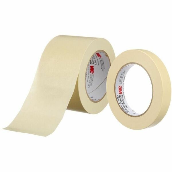 3M Masking Tape - 60.1 yd (55 m) Length x 0.47" (12 mm) Width - 3" (76.20 mm) Core - Beige - Crepe Paper, Paper - Adhesive Backing - Rubber Adhesive - Curl Resistant, Sliver Resistant, Bleed Resistant - For Masking, Sealing, Holding, Bundling, Indoor, Fur