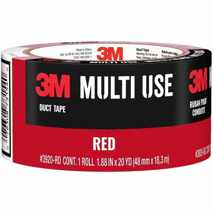 3M Red Duct Tape 3920-RD, 1.88 in x 20 yd (48 mm x 18,2 m) - 19.9 yd (18.2 m) Length x 1.89" (48 mm) Width x 7.09 mil (0.18 mm) Thickness - Red - Polyethylene Backing - Rubber Adhesive - Water Resistant - For Project, Repair, Labeling, Crafting, Automotiv
