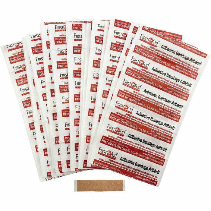First Aid Central Junior Adhesive Bandages Plastic - - 0.39" (10 mm) Width x 1.57" (40 mm) Length - Plastic - 100 / Pack