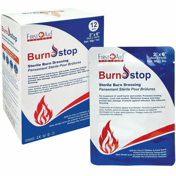 First Aid Central BurnStop Sterile Burn Dressing, 5.1 x 15.2cm (2" x 6"), 12/Box - 6" (152.40 mm) Length, - 2" (50.80 mm) Width - 12 / Box