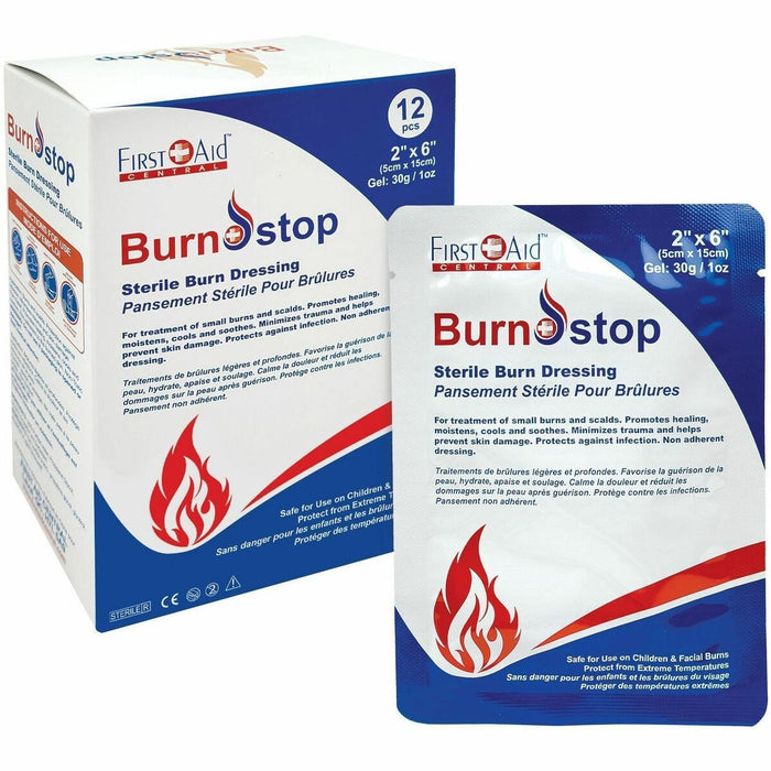 First Aid Central BurnStop Sterile Burn Dressing, 5.1 x 15.2cm (2" x 6"), 12/Box - 6" (152.40 mm) Length, - 2" (50.80 mm) Width - 12 / Box