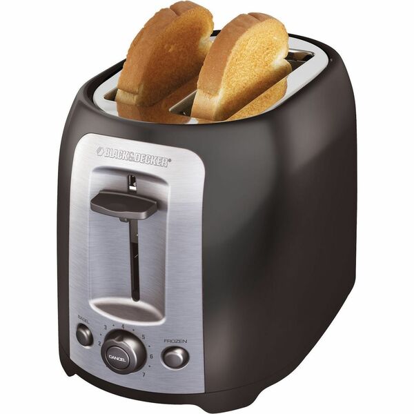 Black & Decker 2-Slice Toaster Black and Stainless Steel - 850 W - Toast, Bagel, Frozen, Bread - Black