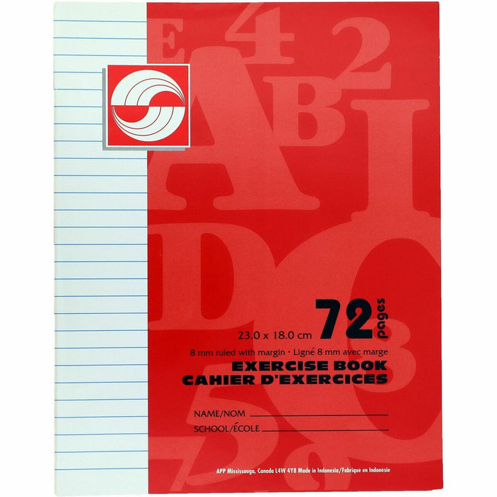 Enlivo Notebook - 72 Pages - 9" (22.86 cm) x 7" (17.78 cm) Sheet Size - Red Cover - 1 Each