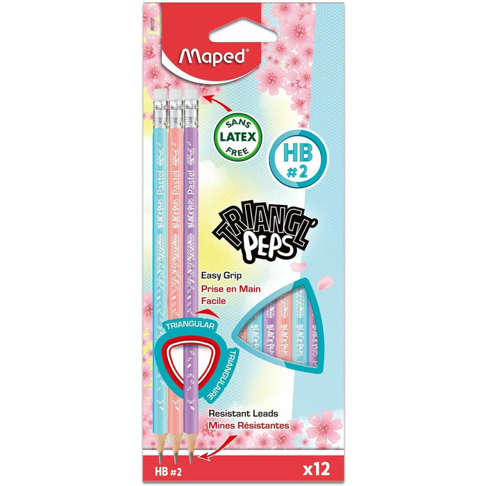 Maped Graphite Pencil - Graphite Lead - HB - Pastel Wood Barrel - 12 / Box