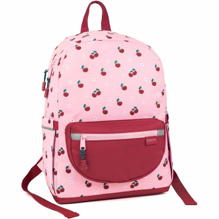 EXECO Carrying Case (Backpack) School - Polyethylene Terephthalate (PET) Body - Cherry Pattern - Shoulder Strap - 15.75" (400 mm) Height x 11.02" (280 mm) Width x 5.51" (140 mm) Depth - Small Size - 16 L Volume Capacity