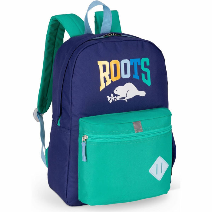Roots Carrying Case (Backpack) School - Navy, Green - Rain Resistant - Polyester Body - Shoulder Strap - 11.81" (300 mm) Height x 15.94" (405 mm) Width x 4.72" (120 mm) Depth - 22.50 L Volume Capacity - 1 Each
