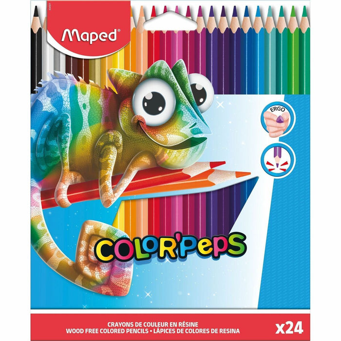 Maped Color'Peps Colour Pencils - Assorted Lead - Wood Barrel - 24 / Pack