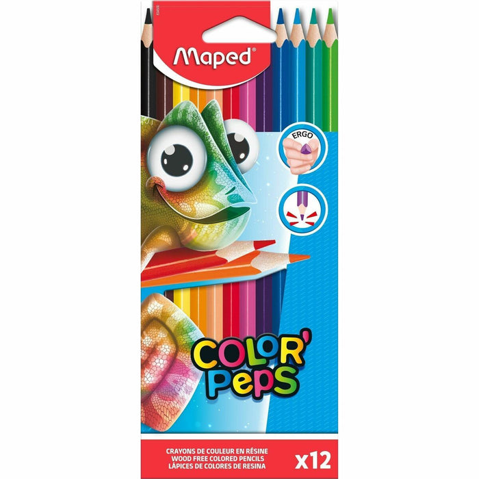 Maped Color'Peps Colour Pencils - Assorted Lead - Wood Barrel - 12 / Pack