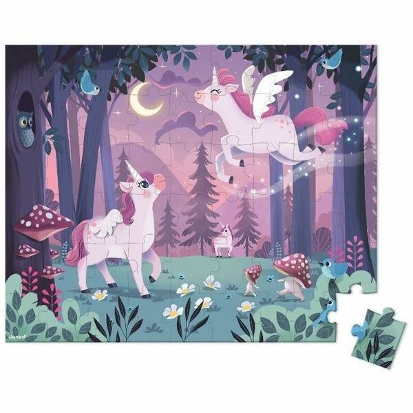 Janod Magical Unicorn Puzzle - 54 Pieces - 54 Piece - Theme/Subject: Animal - 5+