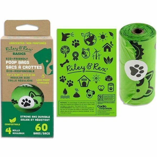 Riley & Rex Pet Waste Bag - Leak Proof, Eco-friendly, Dispenser - 4 / Pack