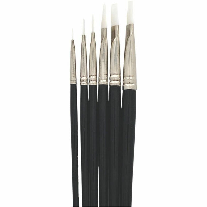 DBLG Import Inc Taklon Paint Brush - 8 - Flat - No. 8 - Black Handle - Aluminum Ferrule - 12 / Pack