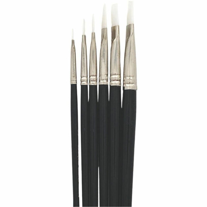 DBLG Import Inc Taklon Paint Brush - 4 - Flat - No. 4 - Black Handle - Aluminum Ferrule - 12 / Pack
