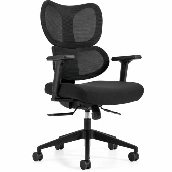 Wave High Back Synchro-Tilter, Mesh Back and Uph Seat, Black/Black - Offices to Go Wave High Back Synchro-Tilter Office Chair - Black Mesh Back with Black Fabric Seat
