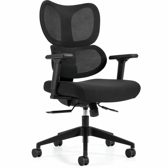 Wave High Back Synchro-Tilter, Mesh Back and Uph Seat, Black/Black - Offices to Go Wave High Back Synchro-Tilter Office Chair - Black Mesh Back with Black Fabric Seat