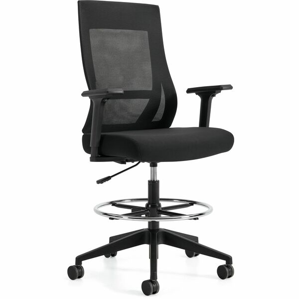 Zim High Back Height Adjustable Stool, Mesh Back and Uph Seat, Black/Black - Offices to Go Zim High Back Height Adjustable Stool - Black Mesh Back with Black Fabric Seat