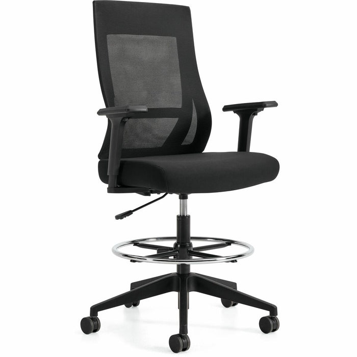 Zim High Back Height Adjustable Stool, Mesh Back and Uph Seat, Black/Black - Offices to Go Zim High Back Height Adjustable Stool - Black Mesh Back with Black Fabric Seat