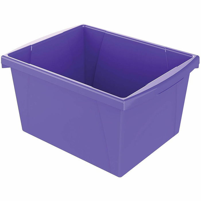 Storex Storage Bin - 15 L - 7.9" (199.90 mm) Height x 13.6" (345.44 mm) Width x 11.2" (284.48 mm) Depth - Handle, Impact Resistant - Purple - Plastic - 1 Each