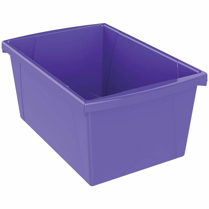 Storex Storage Bin - 21 L - 8.3" (209.55 mm) Height x 16.8" (425.45 mm) Width x 11.9" (301.50 mm) Depth - Handle, Impact Resistant - Purple - Plastic - 1 Each