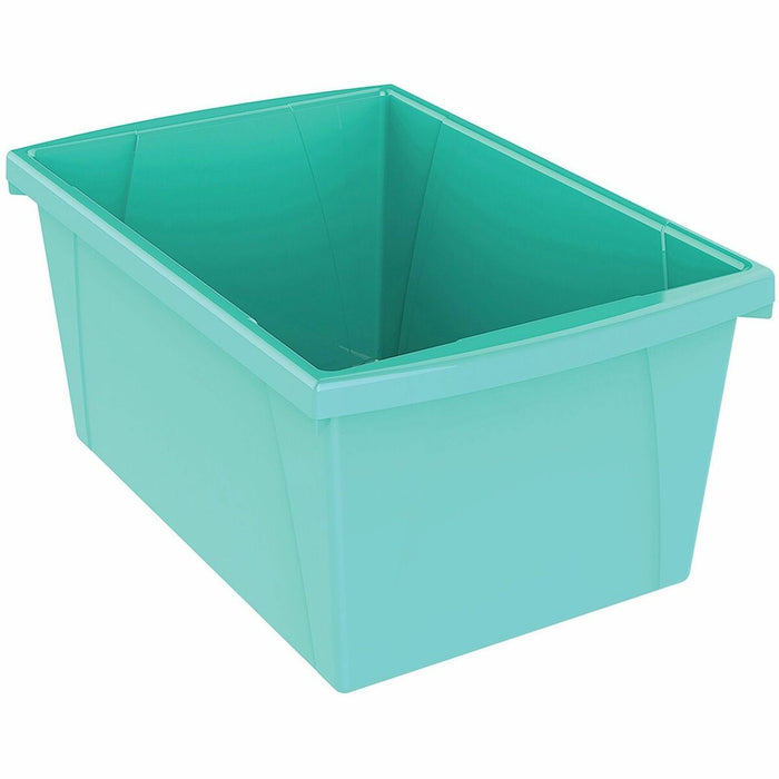 Storex Storage Bin - 21 L - 8.3" (209.55 mm) Height x 16.8" (425.45 mm) Width x 11.9" (301.50 mm) Depth - Handle, Impact Resistant - Teal - Plastic - 1 Each