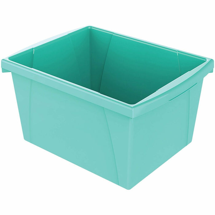 Storex Storage Bin - 15 L - 7.9" (199.90 mm) Height x 13.6" (345.44 mm) Width x 11.2" (284.48 mm) Depth - Handle, Impact Resistant - Teal - Plastic - 1 Each