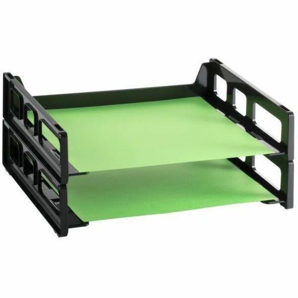 Victor Stacking Letter Tray - Desktop - Stackable - Eco-friendly, Side-loading - Black - Plastic - 2 / Pack