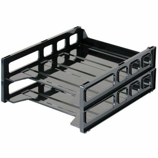 Victor Letter Tray - Desktop - Stackable - Eco-friendly, Front Loading - Black - Plastic - 2 / Pack