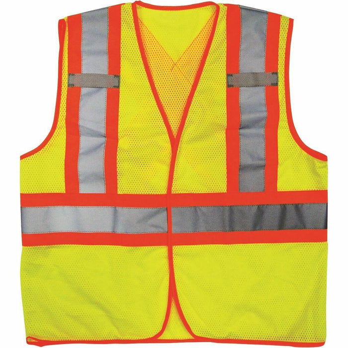Viking Open Road Safety Vest - 2XL/3XL - Hook & Loop Closure - Polyester Mesh - Lime Green - Comfortable, Reflective, Hook & Loop Closure, Machine Washable - 1 Each