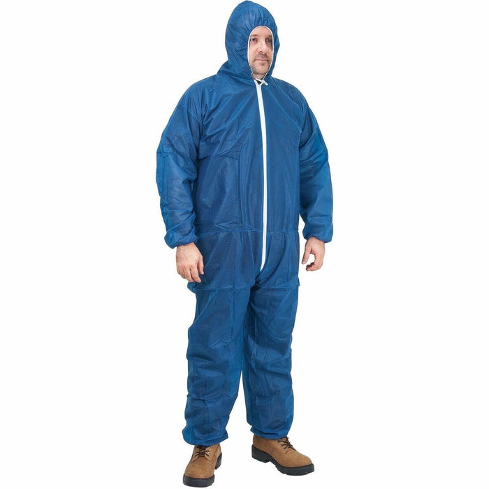 Zenith Hooded Coveralls, Large, Blue, Polypropylene - Recommended for: Food Processing, Laboratory, Pharmaceutical, Warehouse, Maintenance, Manufacturing, Assembly, Dust - Large - Liquid, Dust, Particulate Protection - Zipper Closure - Polypropylene - Dar
