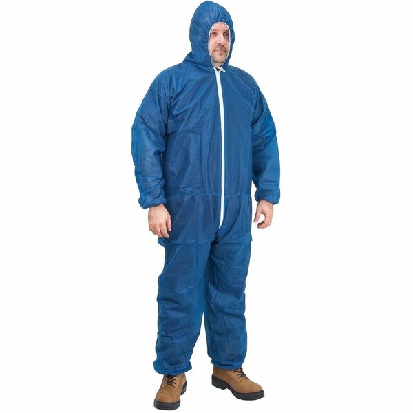 Zenith Hooded Coveralls, 2X-Large, Blue, Polypropylene - Recommended for: Food Processing, Laboratory, Pharmaceutical, Warehouse, Maintenance, Manufacturing, Assembly, Dust - 2X-Large - Liquid, Dust, Particulate Protection - Zipper Closure - Polypropylene