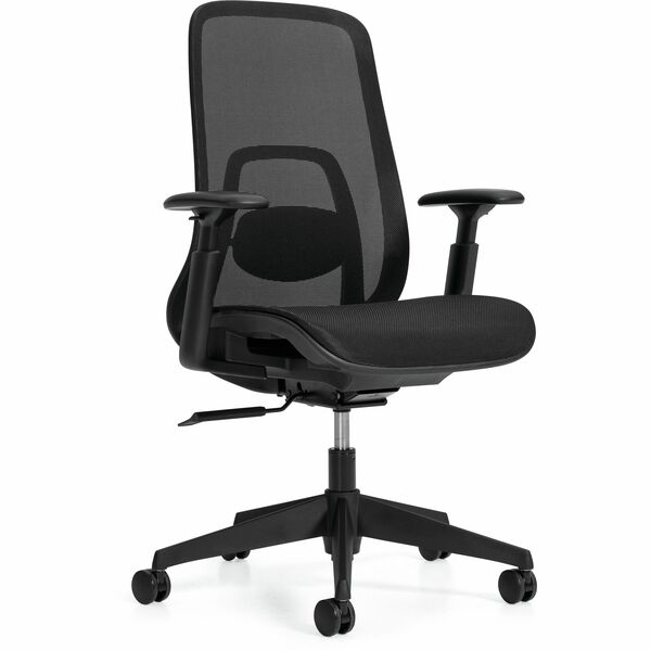 Offices To Go Chair - Fabric Seat Material - Mesh Back Material - Black - Armrest - 1 Each