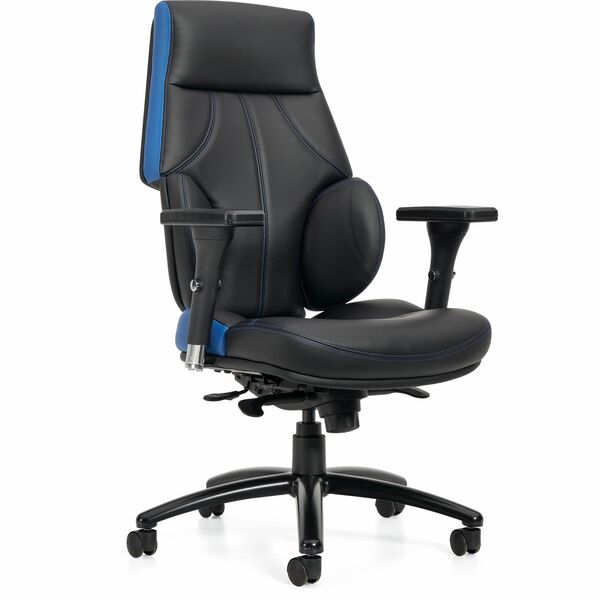 Global Kazan FX Chair - High Back - Black, Blue - LuxPlus Fabric - Armrest - 1 Each