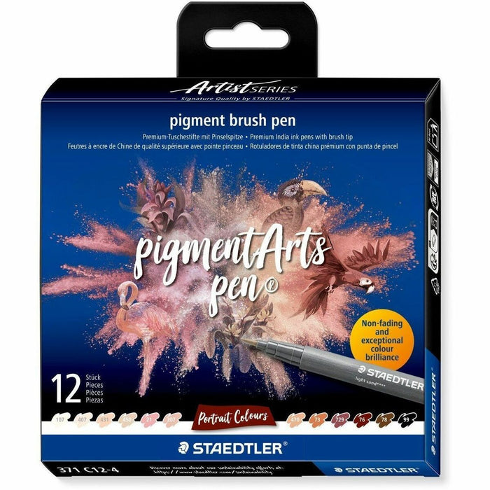 Staedtler pigment brush pen 371 - Dusty Rose, Light Rose, Light Sand, Light Peach, Sand, Maroon, Burnt Sienna, Brown, Dark Brown, Ivory, Dune, ... Ink - Pigment-based, Water Based - Plastic, Polypropylene Barrel - Fiber Tip - Drawing, Coloring, Sketching,