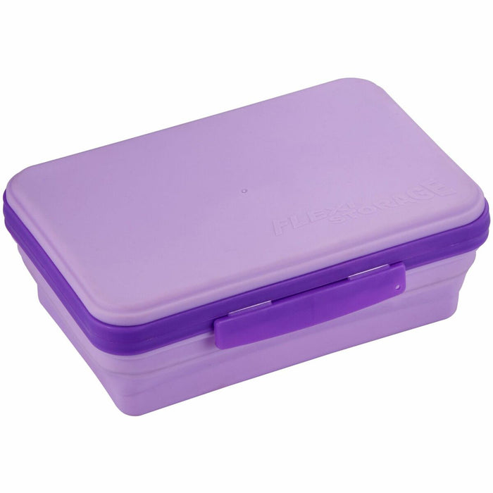 It's Academic Flexi Storage Box - Latch Closure - Rubber - Purple - For Stationary, Craft Supplies, Jewelry - 1 Each