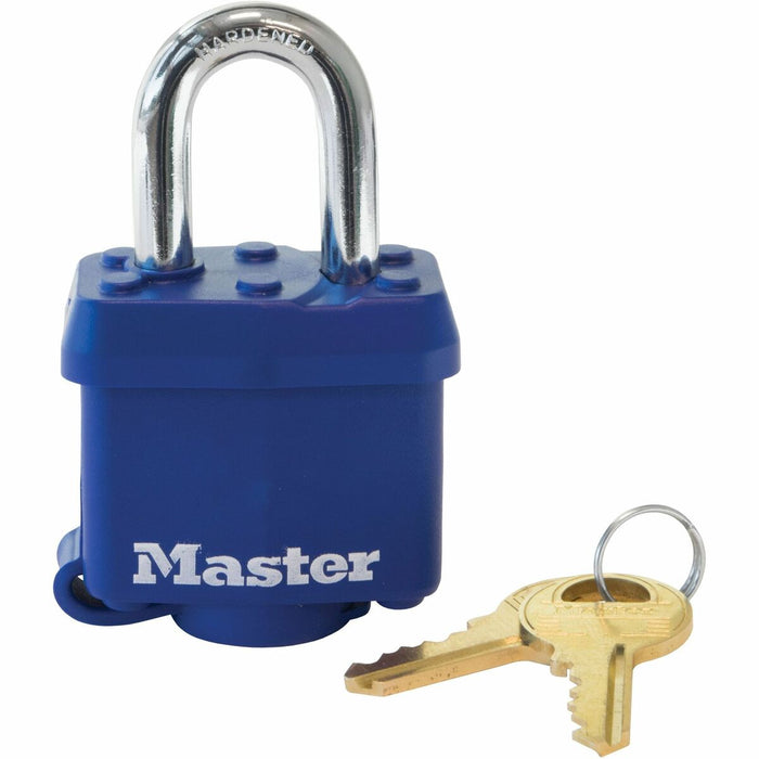 Masterclock Laminated Padlock - Keyed Different - 0.28" (7 mm) Shackle Diameter - Dirt Resistant, Weather Resistant, Cut Resistant, Pry Resistant - Thermoplastic, Steel - 1 Each