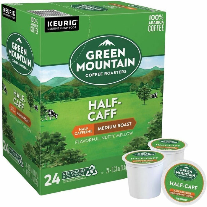 Green Mountain Coffee K-Cup Coffee - Medium - K-Cup - Half Caff - 24 / Box