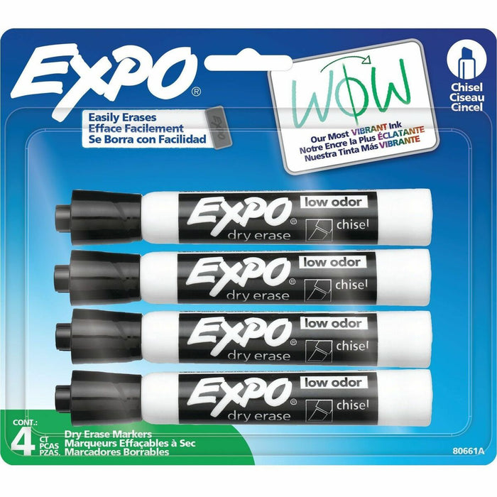 Epson Dry Erase Marker - Erasable - Black Ink - Dry - Classroom, Office, Home - 4 / Pack